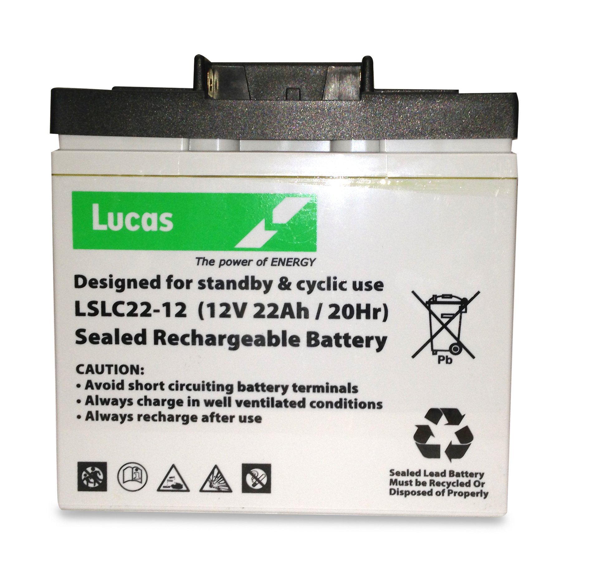 Lucas 22AH 12V AGM/GEL GOLF TROLLEY BATTERY (18+ Holes) with TBAR