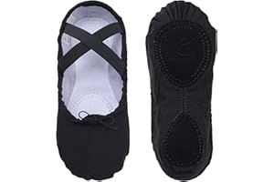 tanzdunsje Ballet Dance Shoes Slipper Canvas Split Leather Sole for Girls Women