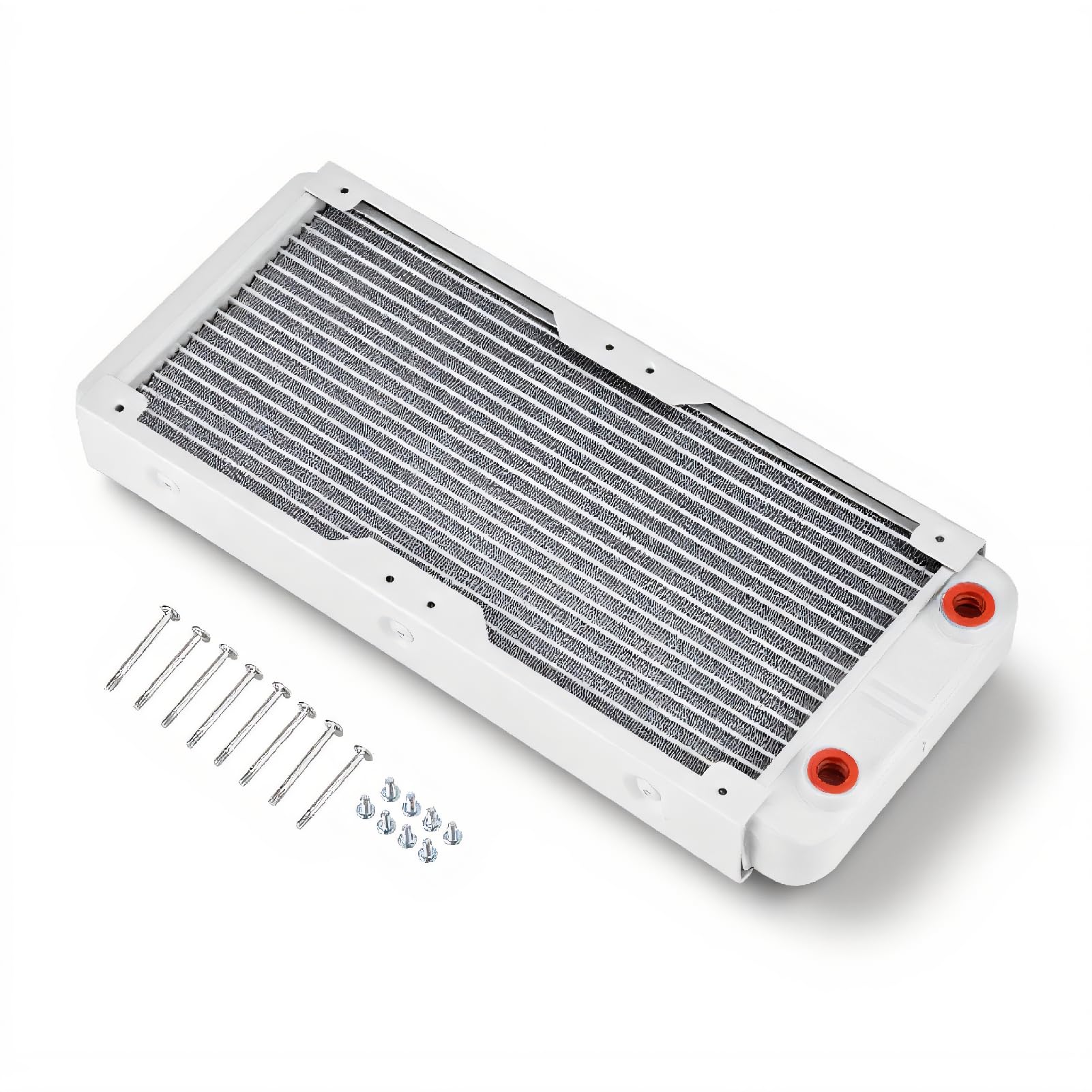 Richer-R Aluminum Radiator, Heatsink Cooler Cooling Kit,G1/4 Port Heat Sink Computer Water Cooling Liquid Heat Exchanger,White(240m)