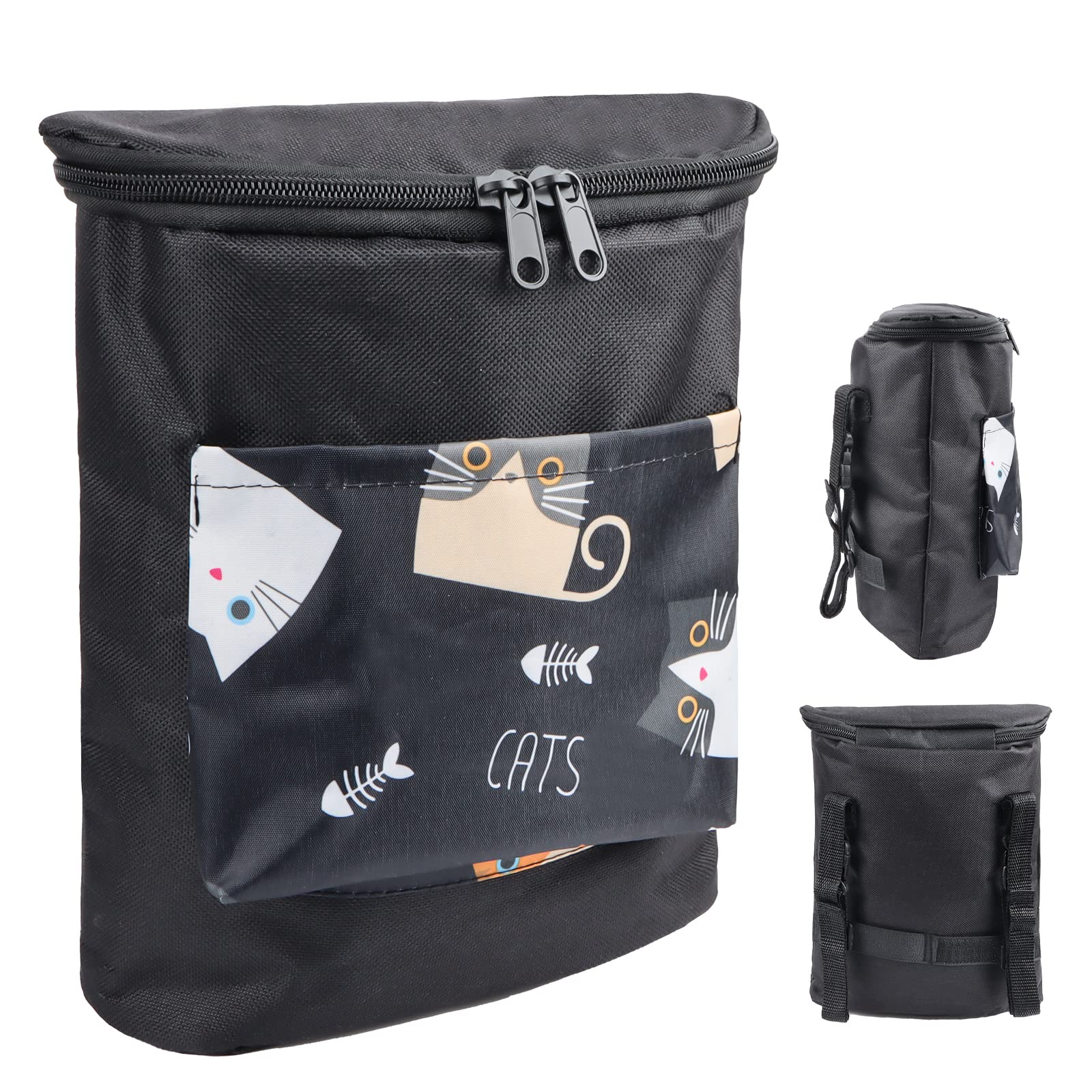 Fonyet Children's Bicycle Basket Front Handlebar Bag, Cartoon, Black, 5 kg Capacity, Handlebar Mount, Cotton, S