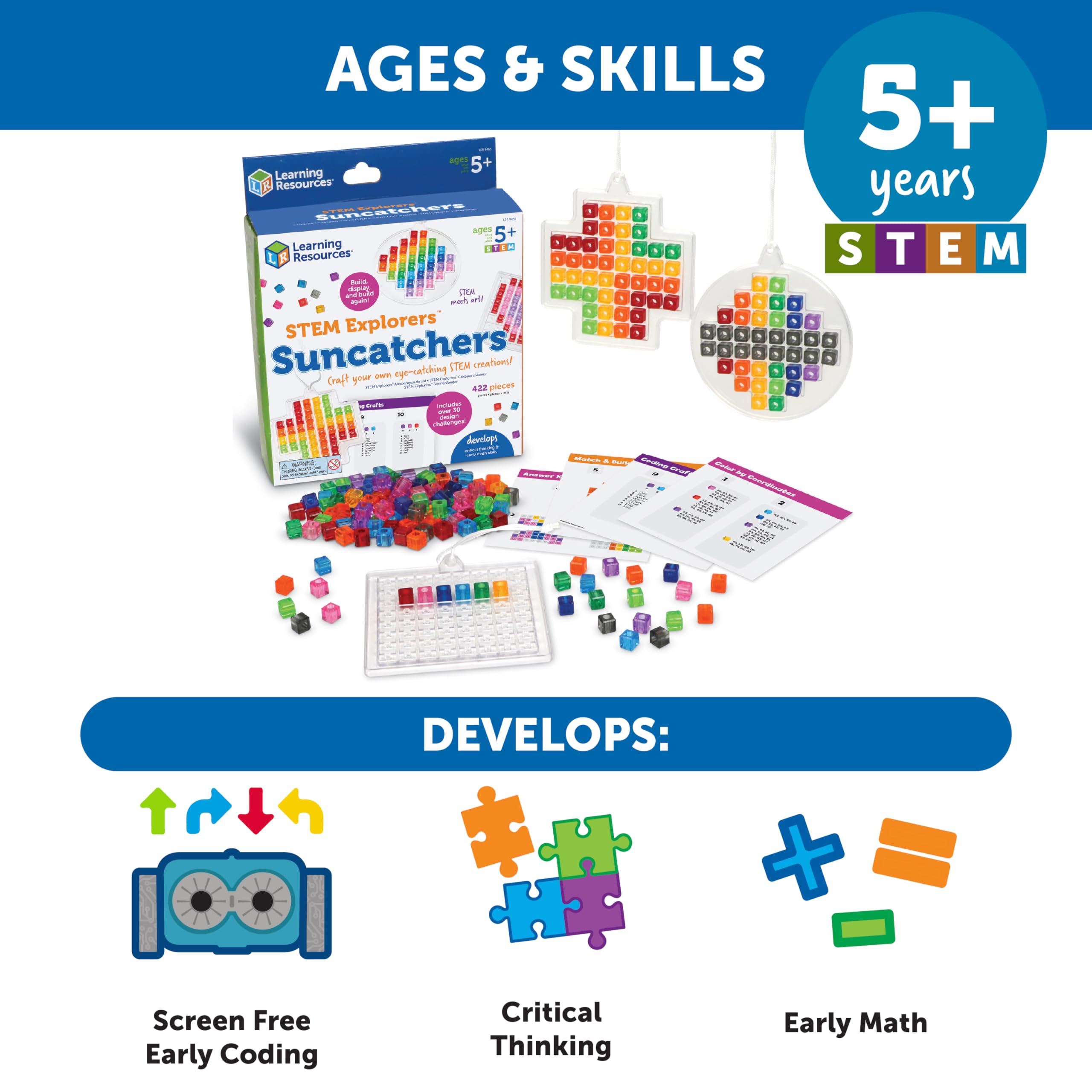 Learning Resources STEM Explorers Suncatchers, STEM Toys, Science for Kids, Building Toys, Kids Easter Gifts, Ages 5+, 433 Pieces