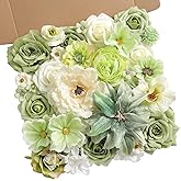 GAATEEK Artificial Flowers Roses Fake Flowers with Stems Green Artificial Flowers for DIY Bridal Bouquets Faux Flowers Centerpieces for Table Home Decor
