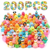 DMSKY 200 Pack Rubber Ducks in Bulk | Assorted Ducks for Jeep Ducking, Rubber Duckies for Baby Bath Toys, Kids Toddler Summer Pool Toys Birthday Gifts Party Favors