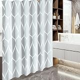 Geometric Shower Curtain 182x182cm Grey With Metal Hooks view 2