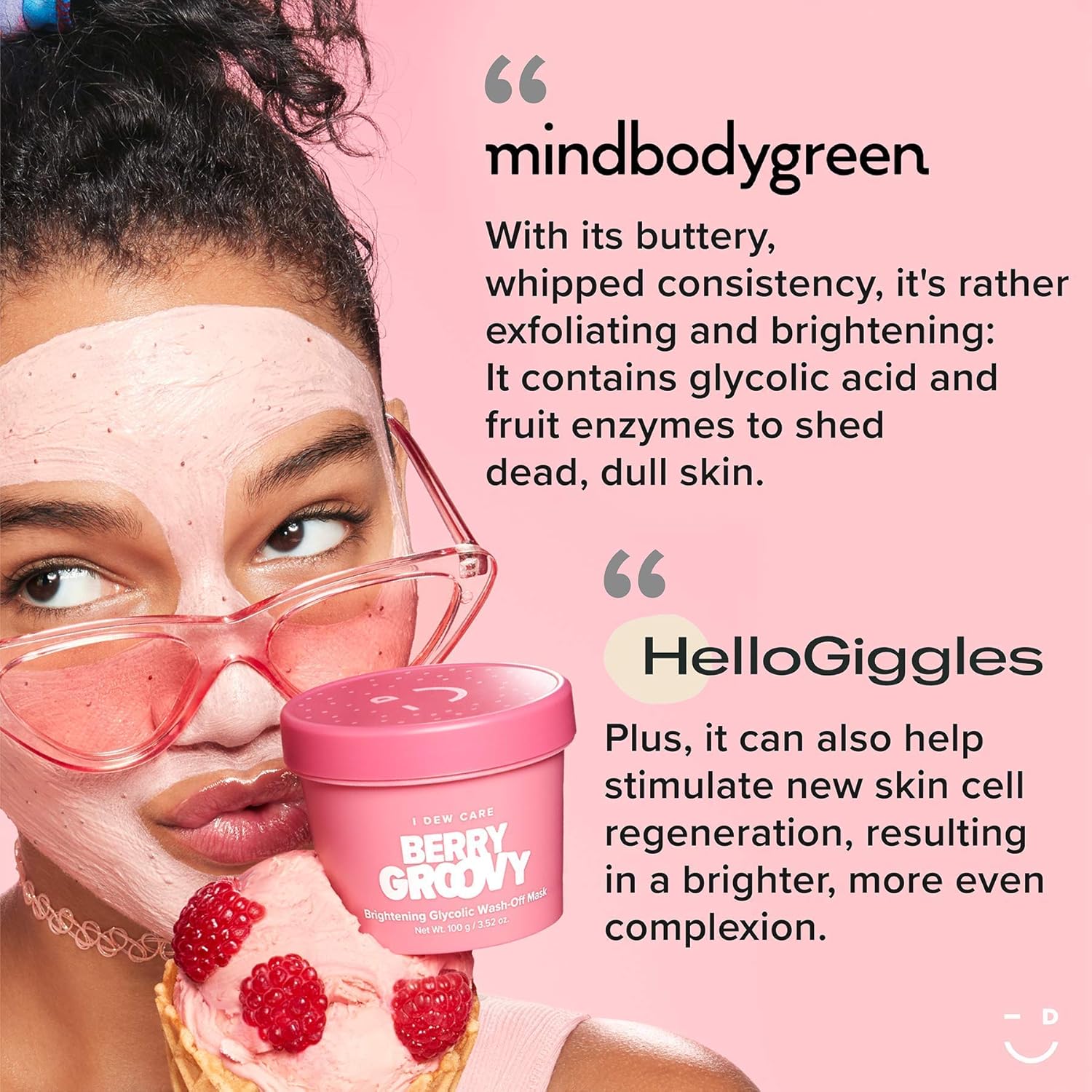 I DEW CARE Berry Groovy Face Mask | Brightening Glycolic Acid Wash-Off Clay Mask with Glycerin | Korean Skincare, Facial Treatment, Vegan, Cruelty-free, Paraben-free : Beauty