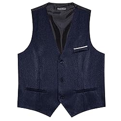 Barry.Wang Mens Navy Blue Vest Striped
