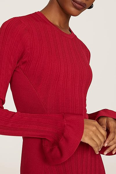 ESTEBAN CORTAZAR COLLECTIVE RTR DESIGN COLLECTIVE RED BELL SLEEVE DRESS, RED, X-SMALL