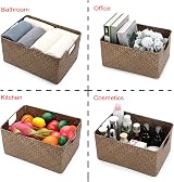 IGNPION Seagrass Storage Box Open Basket Rectangular Woven Laundry Organizer view 5
