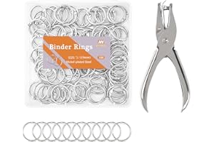 NEEWAY 100pcs Small Loose Leaf Binder Rings 3/4 Inch with 1/4 Single Hole Punch, Metal Rings for Index Cards, Sliver