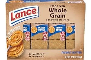 Lance Sandwich Crackers, Made with Whole Grain Crackers, Peanut Butter, 8 Individual Packs