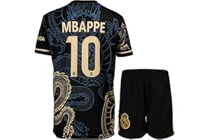 Pitch and Trek Madrid Mbappe #10 Dragon Kids Soccer Jersey Shirts Football Futbol Socks Gift Set Youth Sizes