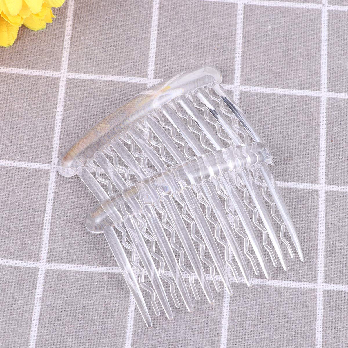 Lurrose 12PCS 8x5cm Plastic Wave Teeth Hair Combs Tortoise Side Comb Hair Accessories for Fine Hair (Transparent) : Beauty