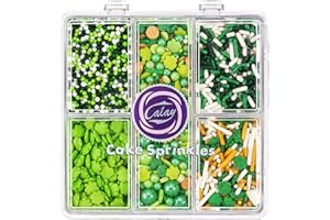KERCKY Green Sprinkles for Cake Decorating, ST Patricks Day Spring Sprinkles Mix with Shamrock Clover Jimmies Nonpareils for Ice Cream Cupcakes Baking Cookies Cake Topping