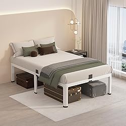 MAF 14 Inch Twin Metal Platform Bed Frame White
