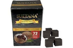 Sultana Premium Coconut Shell Charcoal for Hookah. Shisha, Incense - 72 Pieces