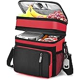 BAGNN Lunch Box & Lunch Bag for Men Women, Large Insulated Adult Lunch Box, Leakproof Cooler Lunchbox with Bottle Opener for Work Picnic Beach, 16L, Red
