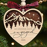 LUCAGIFT Engagement Ornament 2025 - Engagement Gifts for Couples, Her, Bride to Be, Newly Engage Couple - Just Engaged Gift for Friends, Women, Fiance - Wood First Christmas Engaged Ornament 2025
