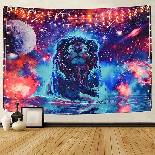 Sevenstars Fantasy Lion Tapestry Universe Galaxy Tapestry Constellation Meteor Shower Tapestry Wall Hanging Psychedelic Starry Space Tapestry For Living Room Bedroom Dorm Amazon Ca Home Kitchen