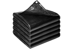 TOLANBBT Reinforced PE Pond Liner 25 x 30 FT, 28 Mil Sun Resistant Preformed Pond Liner, Hemmed Edge with Buttonholes Liner for Outdoor Large Ponds, Fish/KOI/Duck Pond, Garden Waterfall, Waterscape, Black