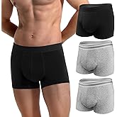 REELINDRY Men’s Incontinence Underwear 2.3 oz Absorbency Protection Adult Leak Proof Boxer Briefs Washable Bladder Leakage Cotton 3 Pack (1 Black-2 Light Gray, XL)