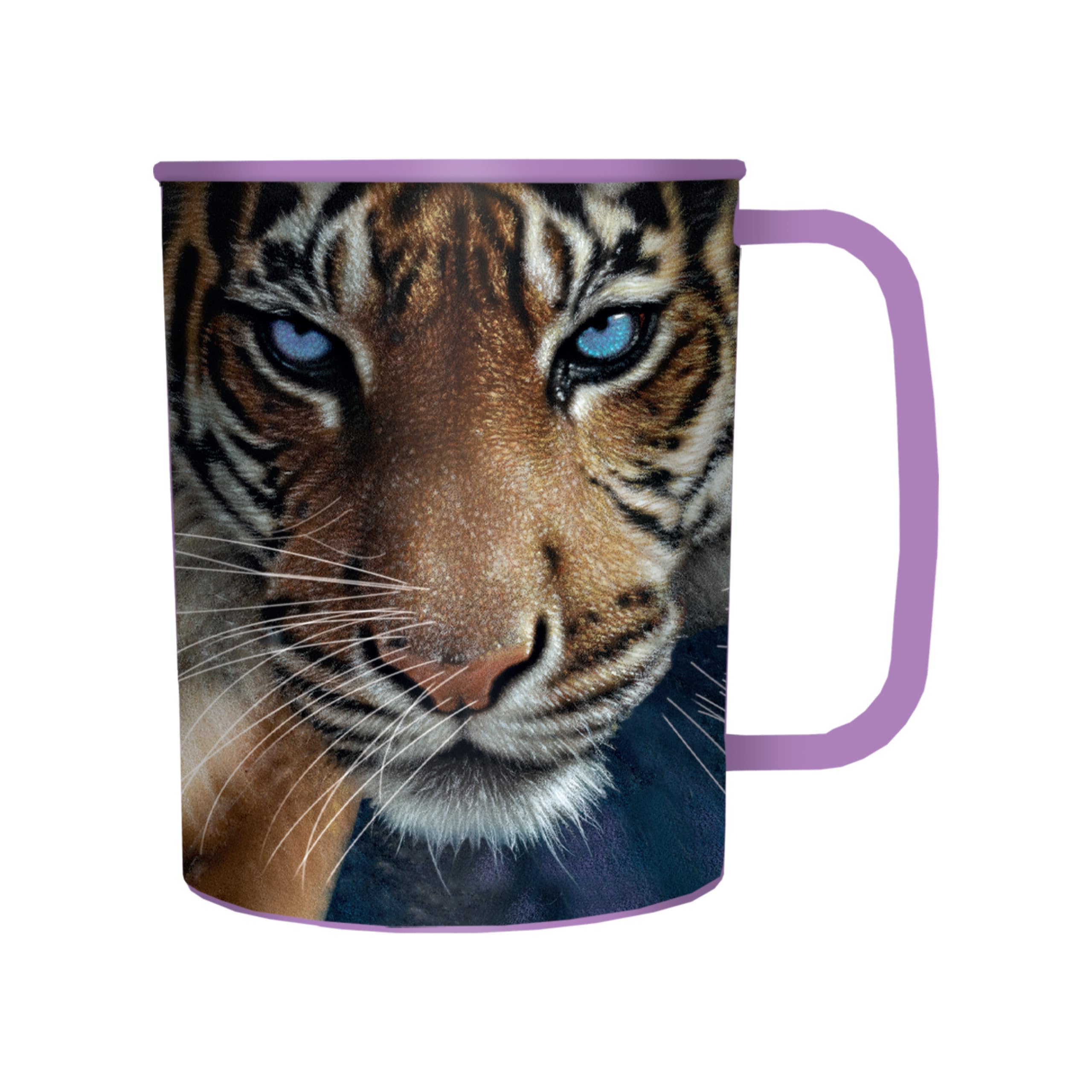 3D LiveLife Drinking Cup - Blue Eyes from Deluxebase. 300ml Plastic Mug with Tiger Theme, Reusable Coffee Cup, Portable Animal Tumbler for Camping, Picnic, Travel & Everyday Use.