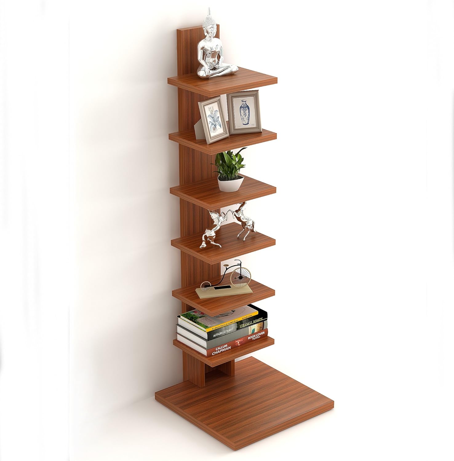 BLUEWUD Osvil Floor Standing Book Shelf Rack (Walnut) Amazon.in Home