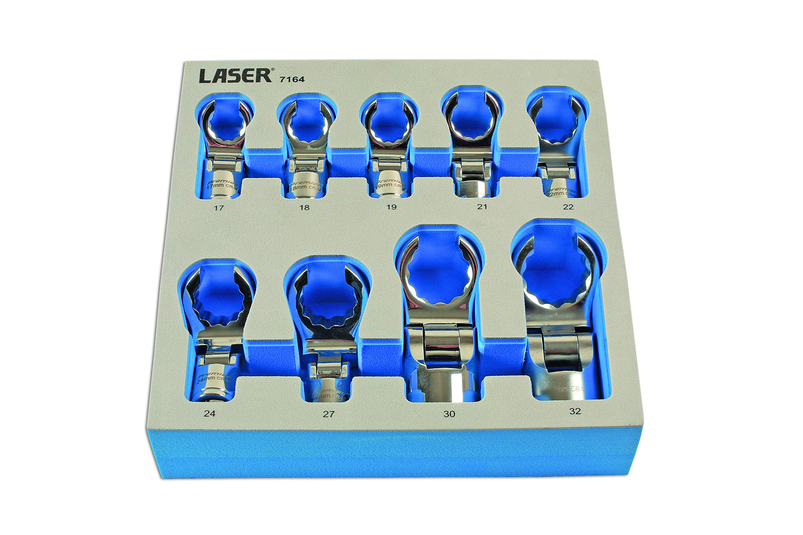 Laser 7164 Flexible Crows Foot Wrench Set 1/2"D 9pc, Blue