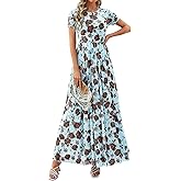 BTFBM Summer Dresses for Women 2026 Formal Short Sleeve Floral Homecoming Dress Maxi Wedding Guest Vacation Outfits