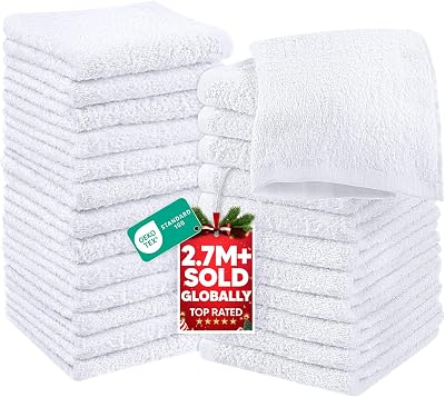 Utopia Towels Flannel Face Cloths Set 30x30 cm 24-Pack White 100% Cotton