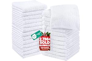 Utopia Towels 24 Pack Cotton Washcloths Set, 100% Ring Spun Cotton, Premium Quality Flannel Face Cloths, Highly Absorbent and Soft Feel Fingertip Towels, White