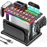 Switch 2 Dock Organizer Station with Joycon2 Charger, 4 Charging Dock for Switch2 Joycons, Storage for 16 Switch2 Games & 16 Game Cases, Pro Controllers & Switch 2 Console Dock Organizer Accessories