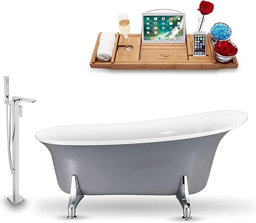 Streamline NH1101CH-140 Clawfoot - tina acrílica (70 pulgadas, incluye