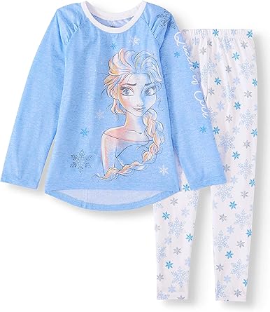 Amazon Com Frozen Elsa Pajamas 2 Piece Sleepwear Set For Girls Small 6 6x Light Blue Clothing