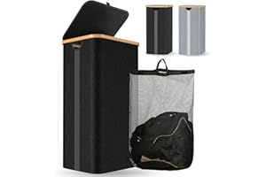 CHAMUTY Laundry Hamper with Lid - Large Laundry Basket… (Black, 110L)