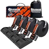 ORANGEE&reg; 4 Pack Cam Buckle Strap 'No Scratch' Lashing Strap for Kayak, SUP | Scratch FREE Deign, 1" x 15', 1,100LB Breaking Strength, Soft Silicone Cover on Buckle, for Roof Rack, Truck &amp; Trailer Bed