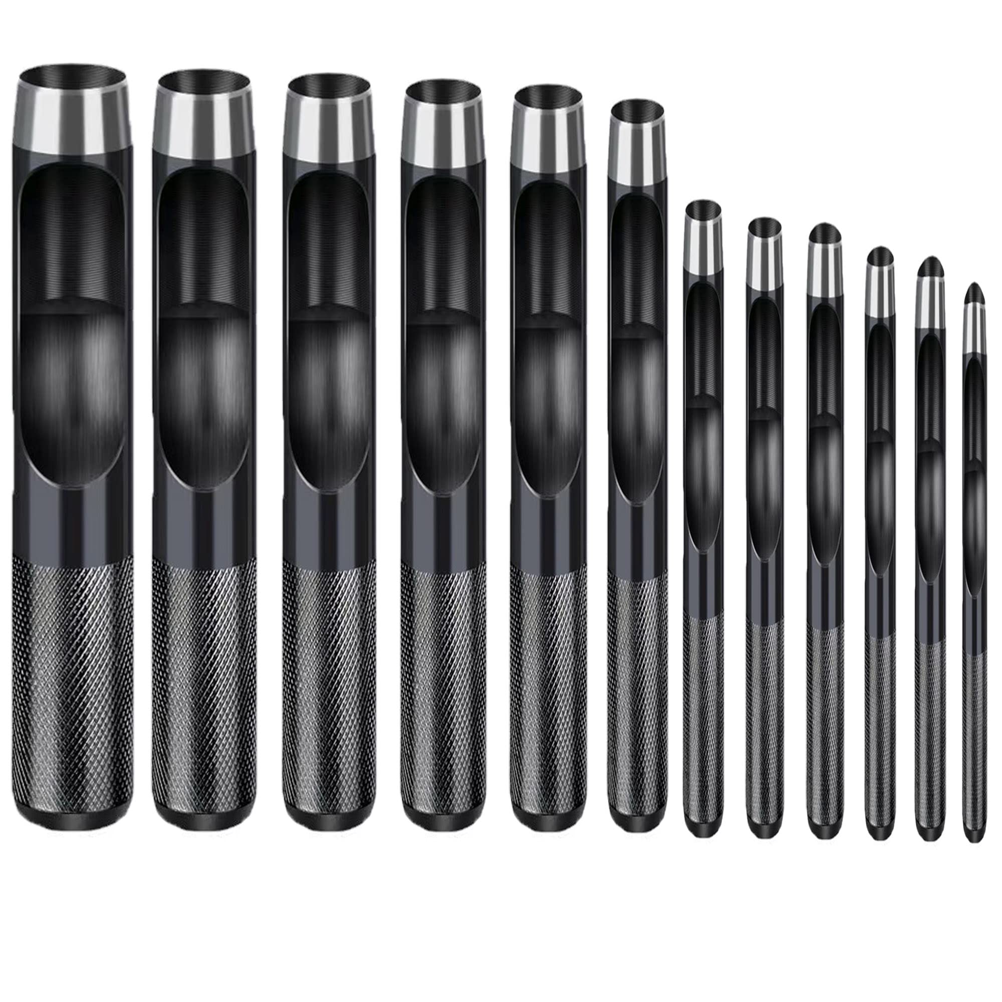 12PCS Punch Leather Tool Heavy Duty Round Hollow Punch for Leather Belt Watch Band Gasket