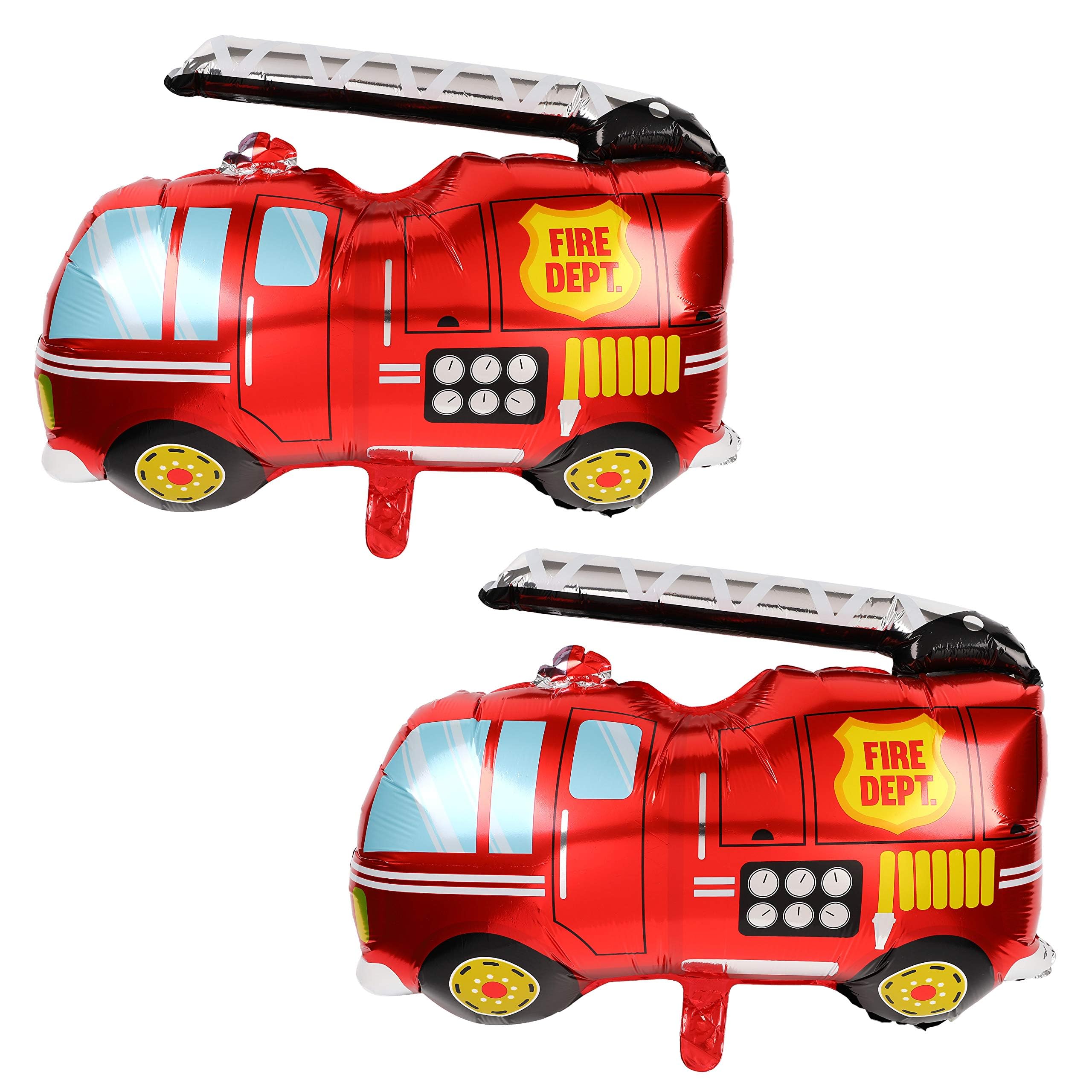 2 Pcs Big Fire Truck Foil Balloon Helium Jumbo Mylar Balloons Birthday Party Decorations Supplies Red
