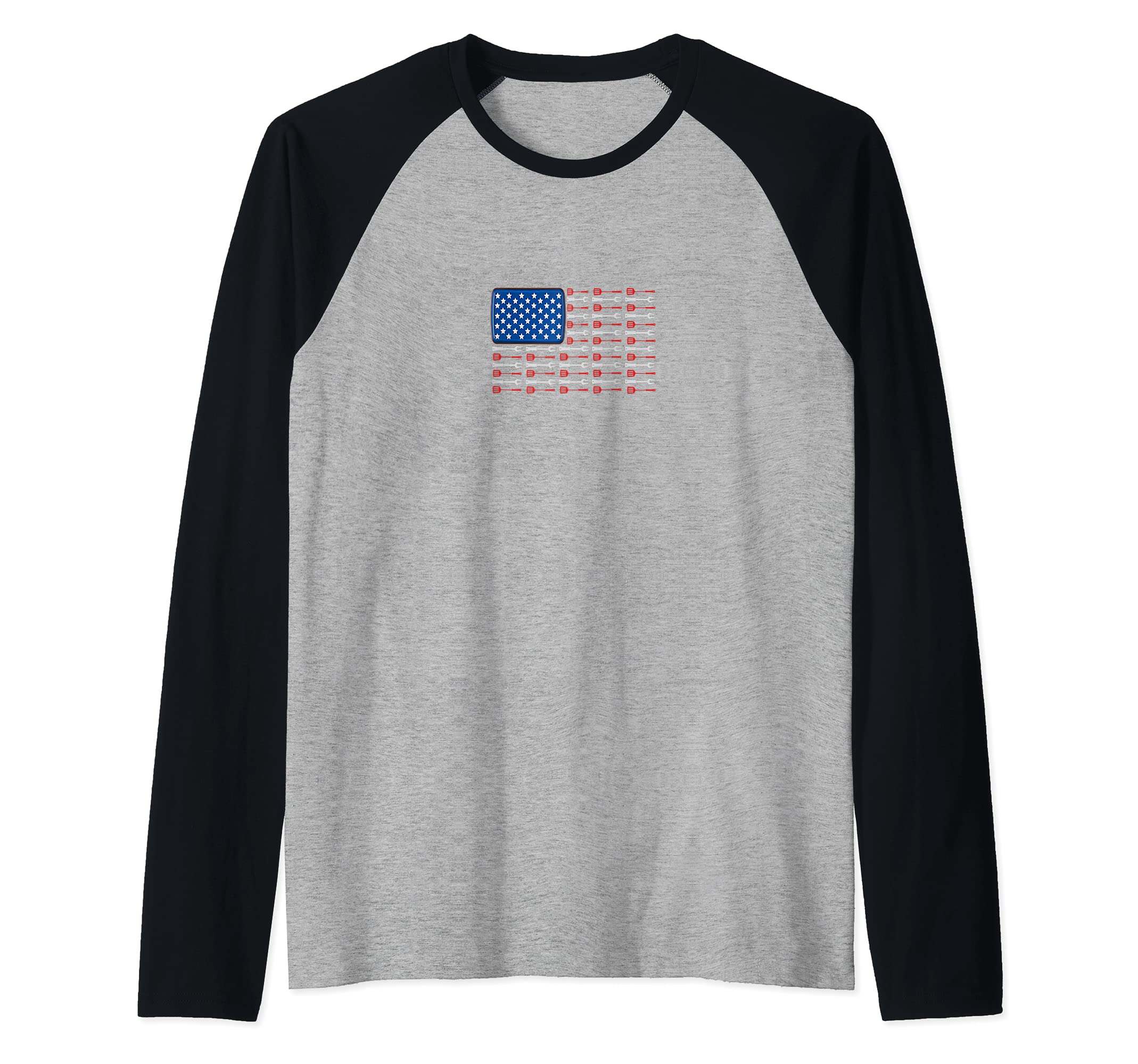 American Flag Barbecue Raglan Baseball Tee