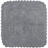 DII Crochet Collection Reversible Bath Mat, Square, 24x24, Gray