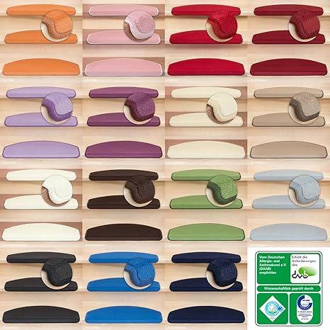 Kettelservice-Metzker Stufenmatten Vorwerk Uni Halbrund 65x24x4cm Sparset Hellgrau 14 Stück