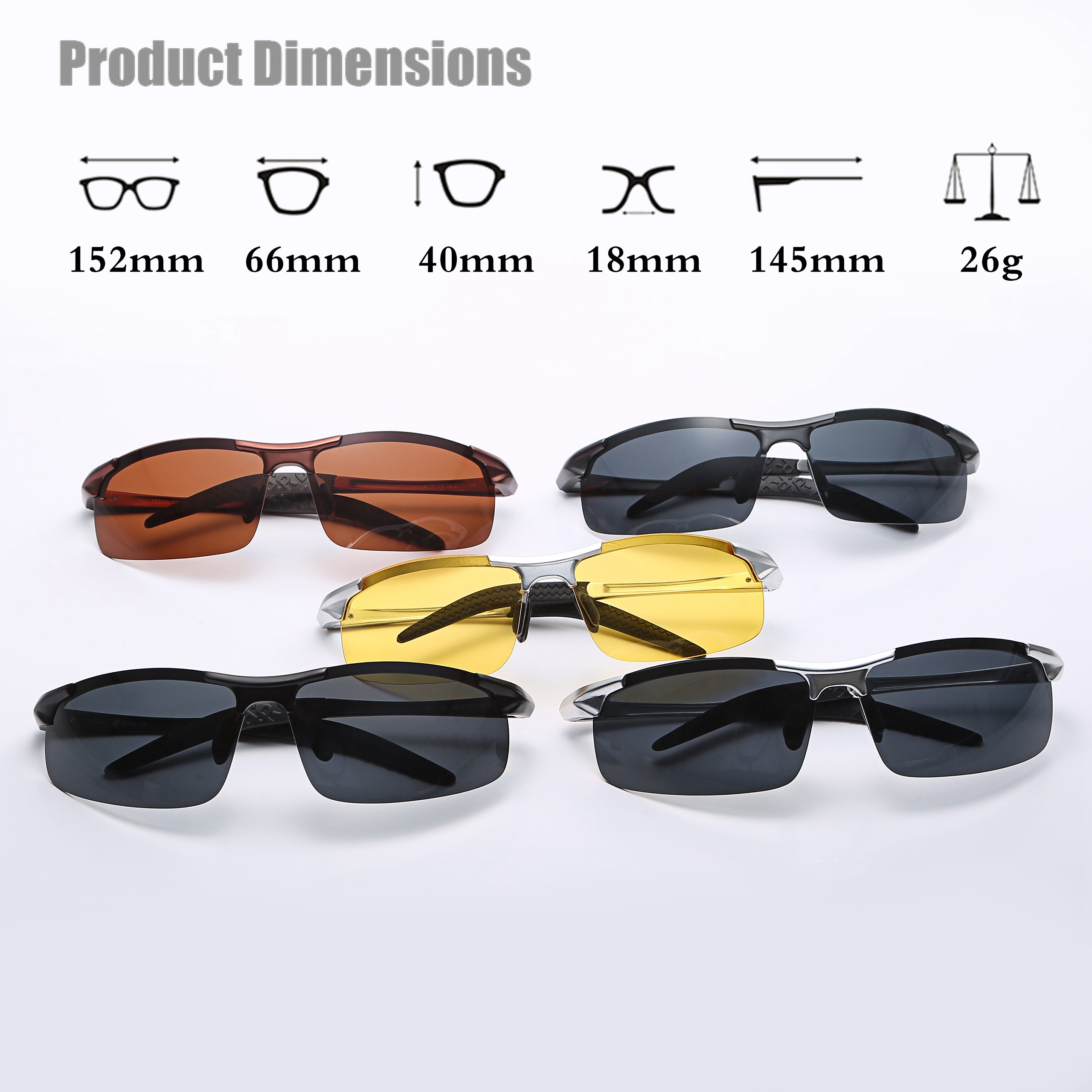 LUOMON LM8177 Black Frame/Grey Lens Polarized Wrap-Around Sport Sunglasses