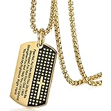 Oidea Stainless Steel Mens Prayer Bible Lords Dog Tag Pendant Necklace,Silver,Gold