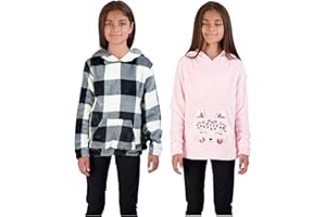 Star Ride 2-Pack Girls Hoodie Set Fashion Sherpa and Cozy Faux Fur Sweatshirts for girls