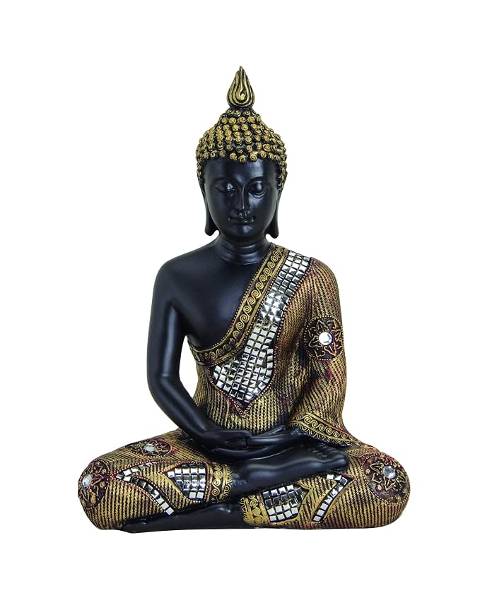 Zalati Buddha Statue Schlafend – Deko-Figur Aus Kunstharz Für Garten, Terrasse & Wohnzimmer – 16 X 17 X 25 Cm
