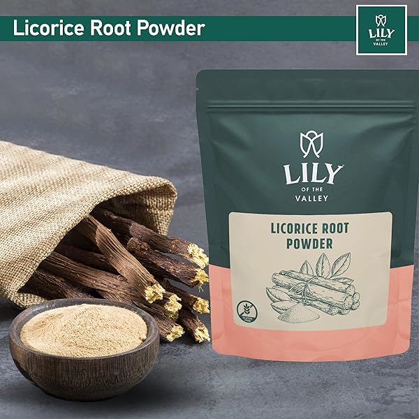 LILY OF THE VALLEY LICORICE/LIQUORICE ROOT POWDER – GROUND MULETHI SOURCED FROM INDIA – NATURAL SWEETENER – VEGAN & GLUTEN-FREE – PACKED IN RESEALABLE POUCH (16OZ, 453G)