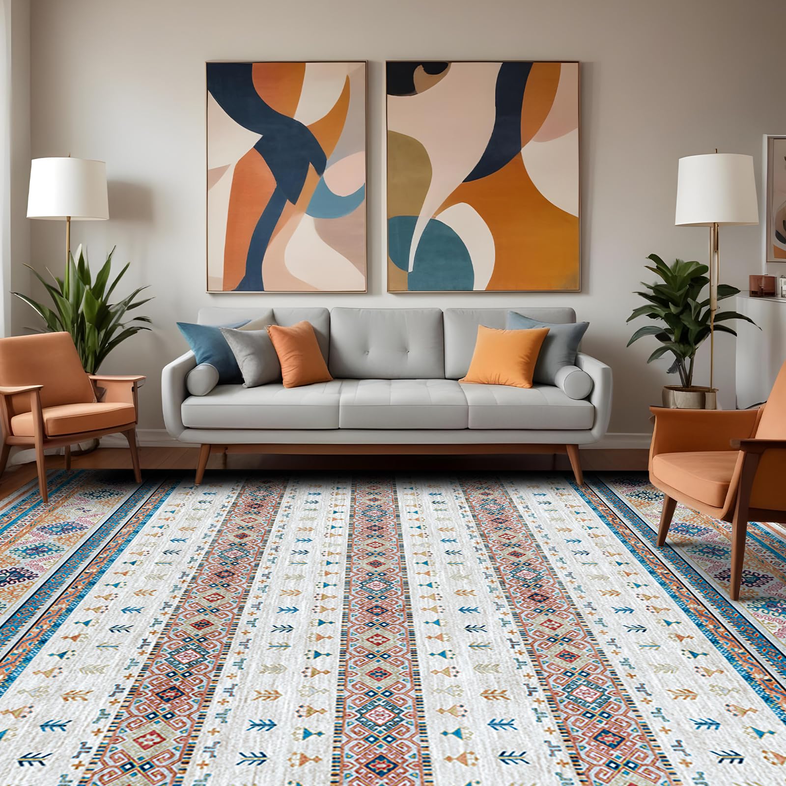 HILORUUG 9x12 Area Rug Living Room - Washable Rugs for Bedroom Low Pile ...
