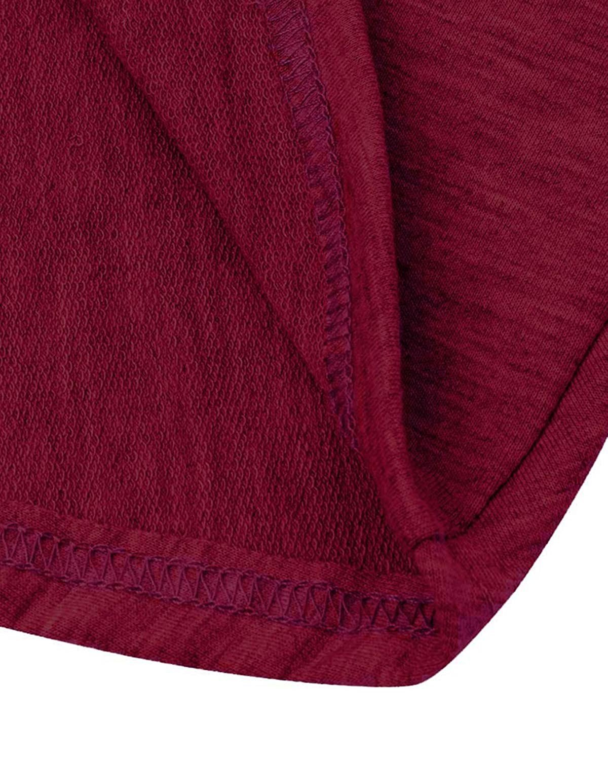 Women\'s Loose Long Sleeve Asymmetric Hem Sweatshirts Solid Color Pullover Hoodie Dress Wine Red XL