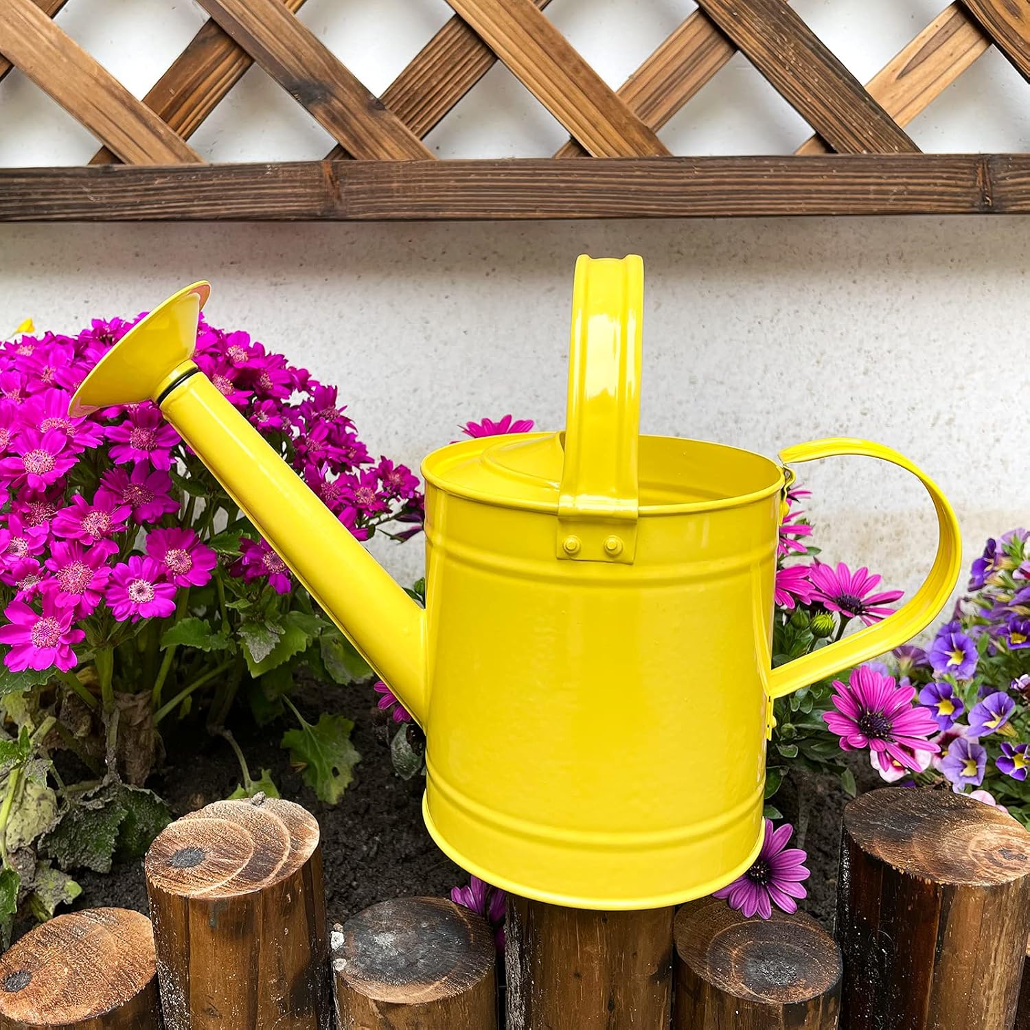 HORTICAN Galvanized Watering Can Small Lightweight Indoor Outdoor Garden Plants, Kids Watering Can, with Shower Head 1.5L/0.3 Gallon, Yellow : Garden & Outdoor