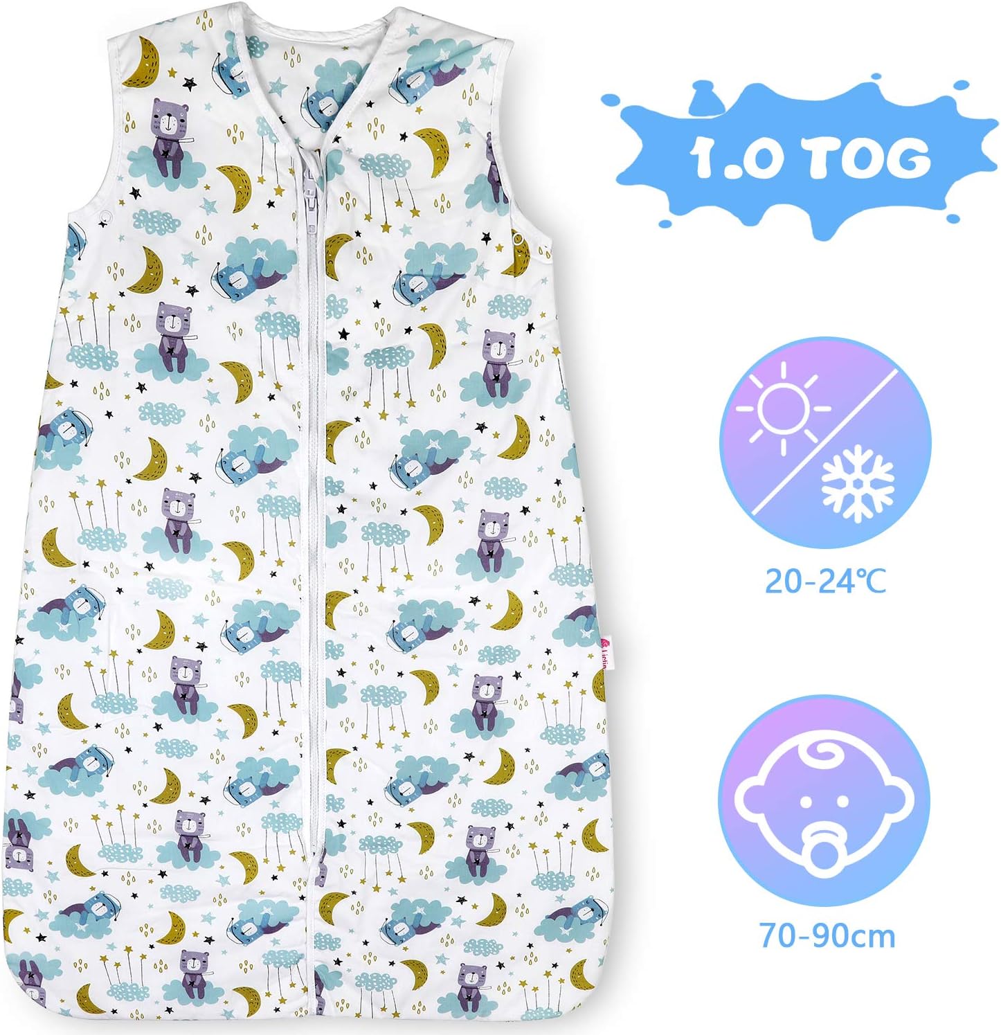 Lictin Baby Sleeping Bag 1.0 Tog Baby Wearable Blanket Sleeping Sack