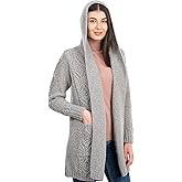 SAOL 100% Merino Wool Ladies Irish Classic Fit Long Cardigan with Hood